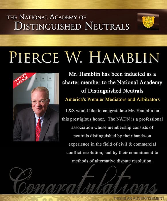Pierce W. Hamblin | National Academy of Distinguished Neutrals - America's Premier Mediators and Arbitrators