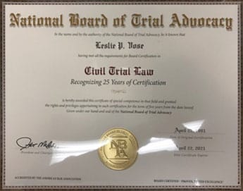 National Board of Trial Advocacy | Leslie P. Vose