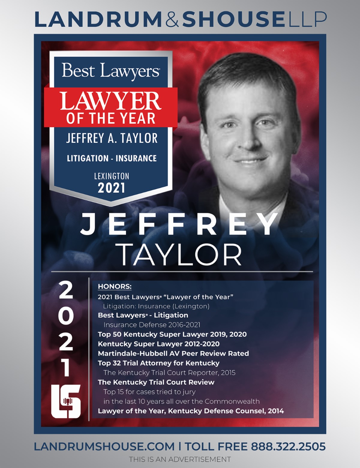 Landrum & Shouse LLP | Best Lawyers | Lawyer Of The Year | Jeffrey A. Taylor | Litigation - Insurance | Lexington 2021