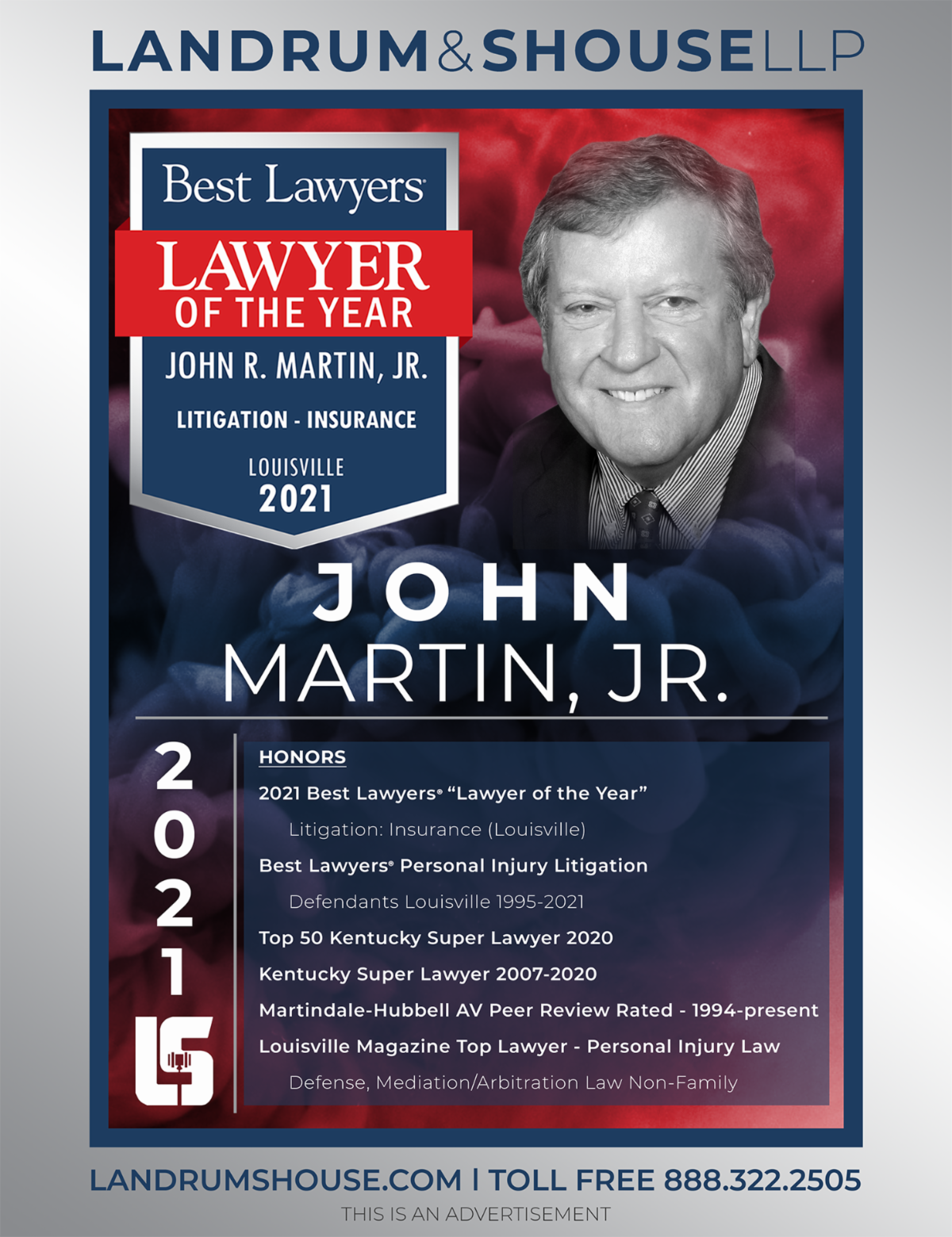 Landrum & Shouse LLP | Best Lawyers Lawyer Of The Year | John R. Martin, Jr. Litigation - Insurance Louisville 2021