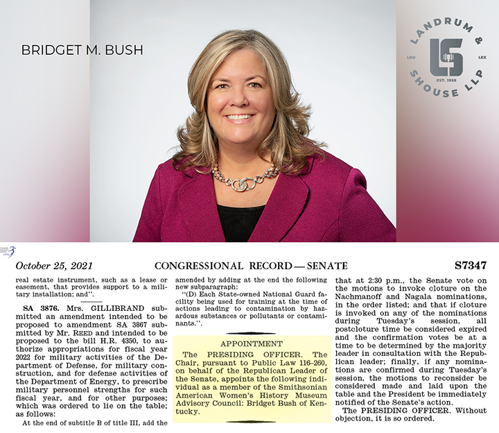 Bridget M. Bush | Congressional Record-Senate - News | Landrum & Shouse LLP