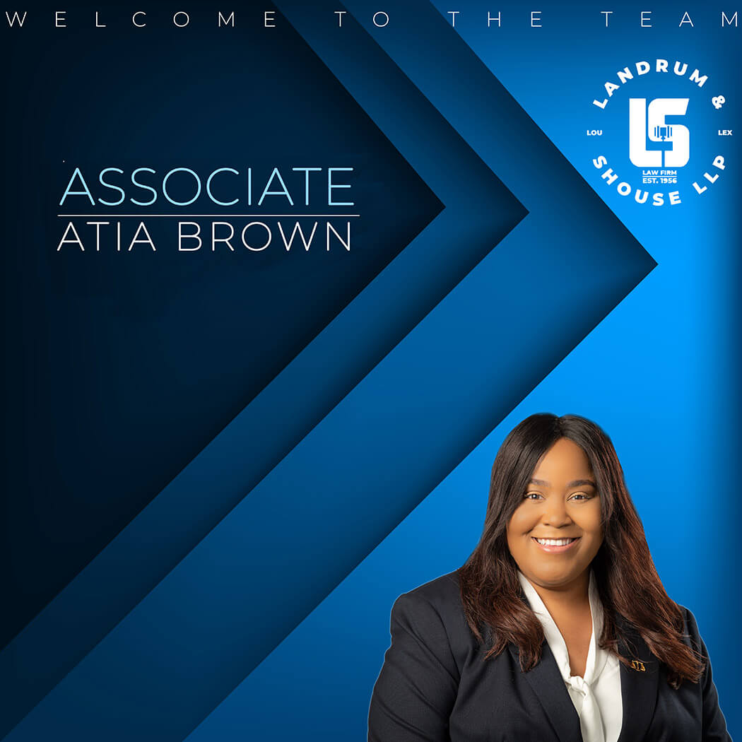 Poster of Associate Atia Brown Welcoming to the Team Landrum & Shouse LLP