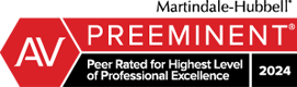 Martindale - Hubbell | AV Preeminent | Peer Rated For Highest Level Of Professional Excellence | 2024